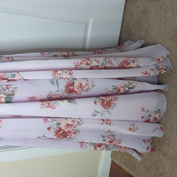 Lulus Elegantly Inclined Lavender Floral Print Wrap Maxi Dress S - Picture 6 of 16